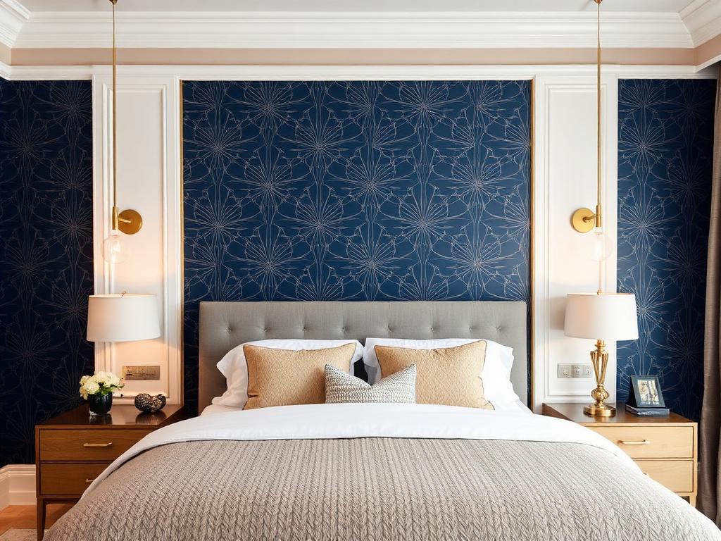 Navy Geometric Bedroom Accent
